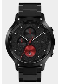 Men's Chronograph Watch - Black Red - Surgical Steel Case, Sapphire Glass, Metal Strap - Date Display - 42mm , Quartz Movement by Ronda - Lilienthal