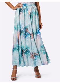 Dames Banenrok van soepel vallend modal in salie/ecru bedrukt ,maat 38, WITT, 100% Modal