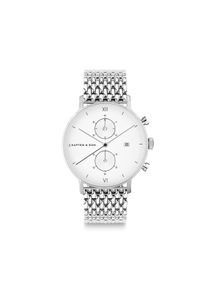 Kapten & Son Kapten & Son Watch Chrono Small Silver Woven Steel