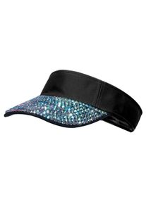 Wilbers Black sun visor cap with rhinestones