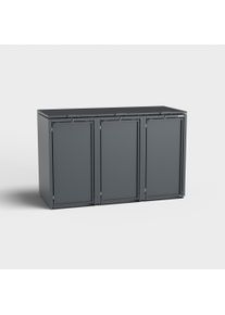 Contenitore per bidoni della spazzatura 3 posti (120l) | Stahlfred | Antracite (RAL7016) | con coperchio | in robusto acciaio