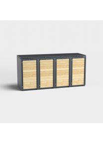 Contenitore per bidoni 4 posti (120l) | Holzmichl | Antracite (RAL7016) | con coperchio | in legno