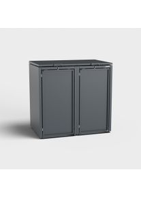 Contenitore per bidoni 2 posti (120l) | Stahlfred | Antracite (RAL7016) | con coperchio | in robusto acciaio