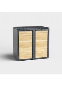 Contenitore per bidoni 2 posti (120l) | Holzmichl | Antracite (RAL7016) | con coperchio | in legno