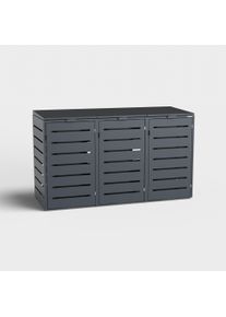 Contenitore per bidoni 3 posti (120l, 240l) | Alubert | Antracite (RAL7016) | in alluminio