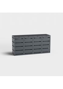 Contenitore per bidoni 4 posti (120l) | Dagobert | Antracite (RAL7016) | con coperchio | in acciaio inox