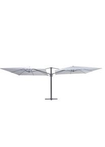 METRO Professional Ombrellone doppio, alluminio/poliestere, ø 3 x 2,58 m, protezione UV 50+, lamelle orientabili, impermeabile, bianco