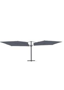 METRO Professional Ombrellone doppio, alluminio/poliestere, 3 x 3 x 2,58 m, protezione UV, con trattamento Telfon, idrorepellente, grigio scuro