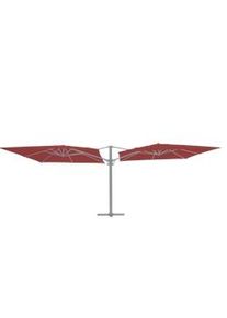 METRO Professional Ombrellone doppio, acciaio/poliestere, 6,55 x 2,96 x 2,54 m, protezione UV, stecche regolabili, idrorepellente, rosso/platino