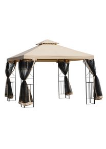 Outsunny 3 x 3 Meter Metal Gazebo Garden Outdoor Marquee Party Tent Canopy Pavillion Patio Shelter with Mesh Sidewalls | Aosom Ireland