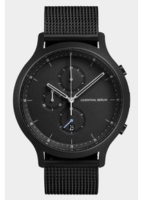 Men's Chronograph Watch - Black - Surgical Steel Case, Sapphire Glass, Mesh Strap - Date Display - 42mm , Quartz Movement by Ronda - Lilienthal Berlin