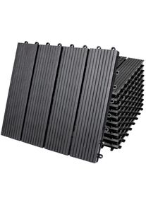 Casaria Tegels 11 stuks Klassiek Antraciet WPC 30x30cm