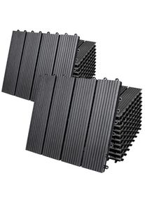 Casaria Tegels 22 stuks Klassiek Antraciet WPC 30x30cm