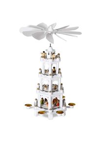 Spielwerk Kerstpiramide XL wit in edel houtdesign