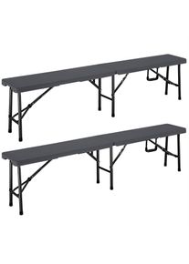 Casaria Tuinbank Set van 2 Antraciet Kunststof 180cm