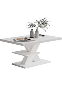 Casaria Mesa de centro Detroit blanca 90x60x45cm