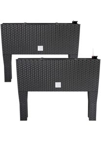 Casaria Macetero elevado poliratán antracita 60x25x46cm 30L