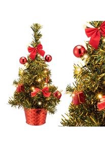 Casaria Árbol de Mesa 36cm con LEDs y adornos rojos