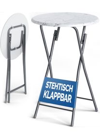 Casaria Statafel Wit Marmerlook ø60cm Inklapbaar