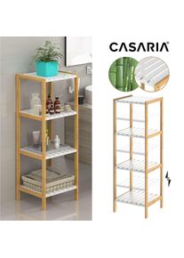 Casaria Estantería bambú natural/blanco 110x33x34cm 4 baldas
