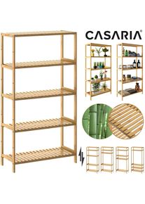 Casaria Staande plank Badkamerkast Bamboe 130x60x26cm in hoogte verstelbare planken