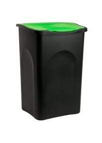 Monzana Vuilnisbak 50L Zwart/Groen Kunststof