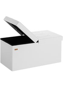 Casaria Pufa Ławka biała 80x40x40cm z pokrywą na zawiasach