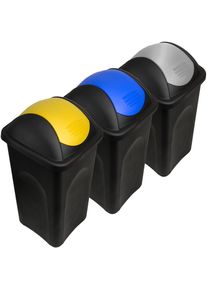 Stefanplast Afvalbak Set van 3 Geel/Blauw/Grijs 60L
