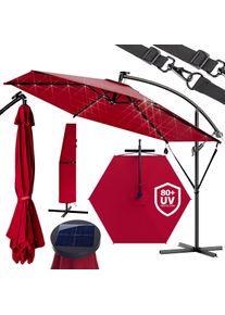 Kingsleeve Zweefparasol met LED Rood Haïti Ø300cm UV-bescherming 80+