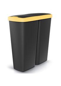 Monzana Afvalbak Duo zwart/geel 50L 55x25x57cm