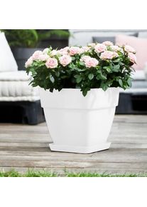 Gardebruk Maceta flores blanca plástico reciclado 30x29x29cm 15,1L