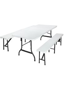 Casaria Bierbank Set 3-delig Wit Kunststof 183cm