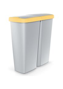 Monzana Afvalbak Duo grijs/geel 50L 55x25x57cm