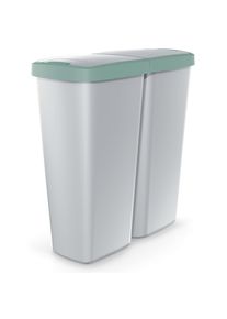 Monzana Afvalbak Duo grijs/groen 50L 55x25x57cm