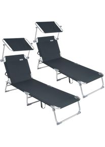 Casaria Ligbed Ibiza 2 stuks Grijs 190x59x29cm Alu Zonnescherm