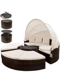 Casaria Polyrattan Sonneninsel Braun &Oslash;185cm WPC-Teleskoptisch