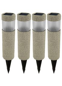 Monzana LED Solarleuchte 4er-Set Beige-Grau Steinoptik