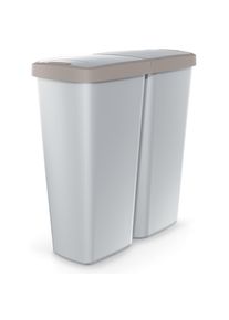 Monzana Afvalbak Duo grijs/taupe 50L 55x25x57cm