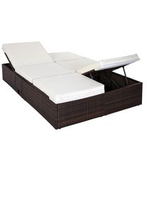 Casaria Polyrotan Ligbed Bruin/Crème 196x116x38cm