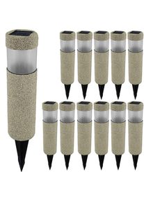 Monzana LED Solarleuchte 12er-Set Beige-Grau Steinoptik