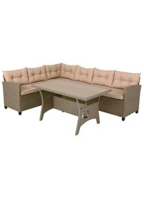 Casaria Polyrotan Loungeset Lissabon Crème/Beige incl kussens