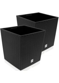 Deuba Maceta Rato Baja Set de 2 Antracita 32x32x33cm