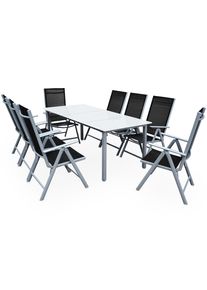 Casaria Tuinset Bern 9-delig Zilver Aluminium Matglas
