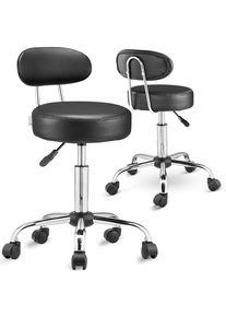 Casaria Taburete Roll set de 2 negro giratorio 360° con respaldo