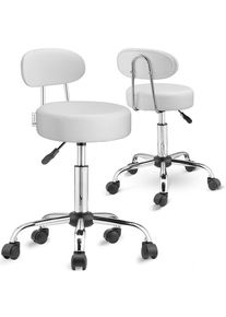 Casaria Taburete Roll set de 2 blanco giratorio 360° con respaldo