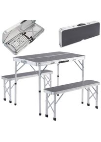 Casaria Picknicktafel met Stoelen Set 3-delig Grijs Inklapbaar