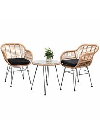 Casaria Meble ogrodowe Bali 3 cz Naturalny/Czarny Technorattan