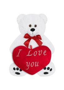Monzana Plüschtier Teddybär Weiß 50cm inkl Herzkissen