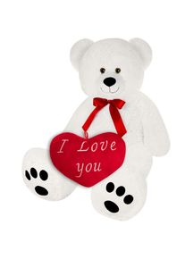 Monzana Plüschtier Teddybär Weiß 150cm inkl Herzkissen