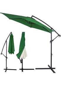 Kingsleeve Zweefparasol Groen aluminium Ø300cm UV-bescherming 30+ incl hoes